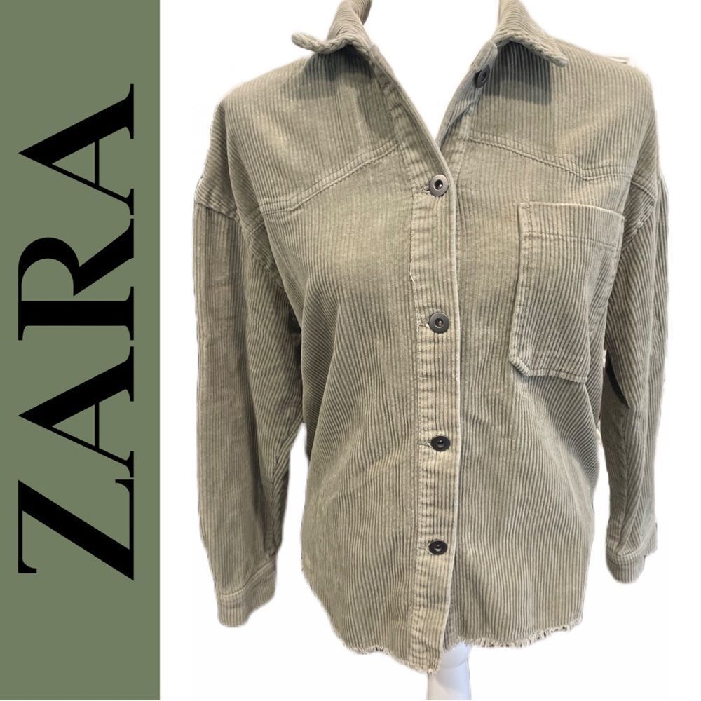 Zara Women’s‎ Corduroy Jacket with Distresses Hem - Size XS